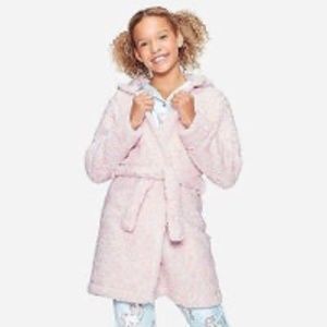 Girls Justice Pink Fluffy Unicorn Hooded Robe Size 18/20